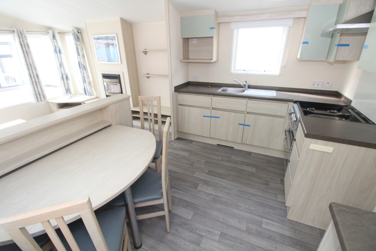 open plan kitchen and dining area