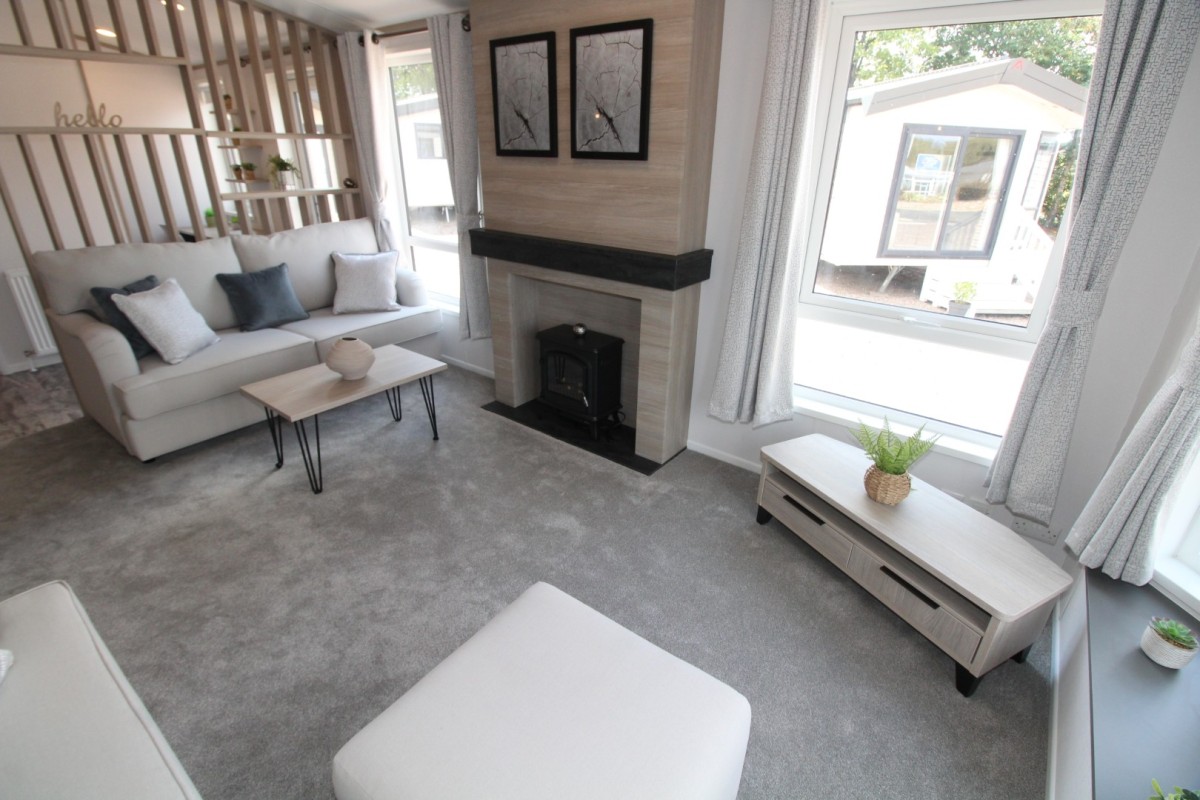 2023 Atlas Lilac Lodge lounge with fire