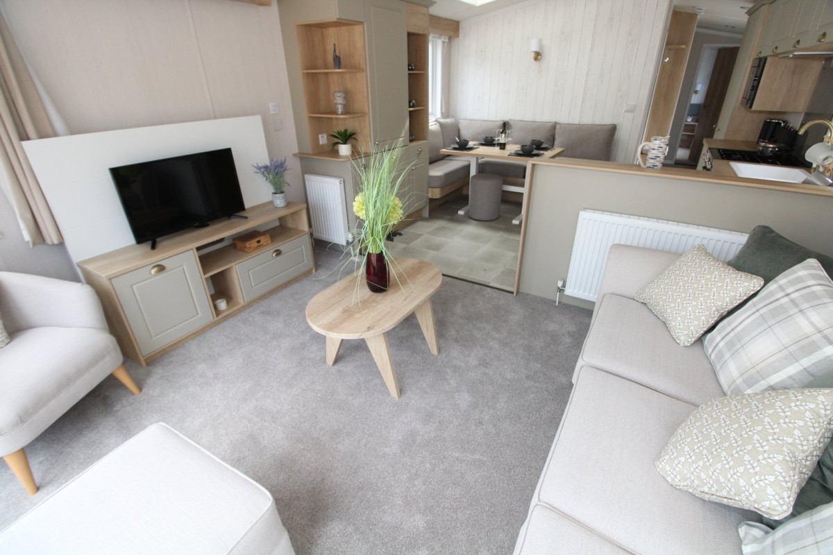 open plan living space in the 2023 Swift Moselle Lodge 