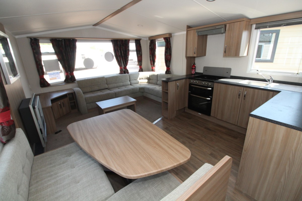 kitchen in the 2016 Swift Loire with dining table
