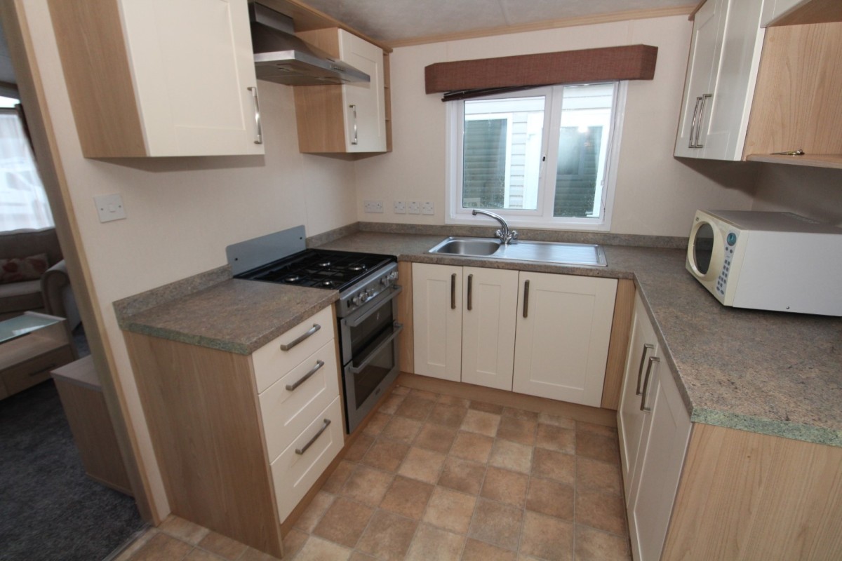 u shaped kitchen in the caravan