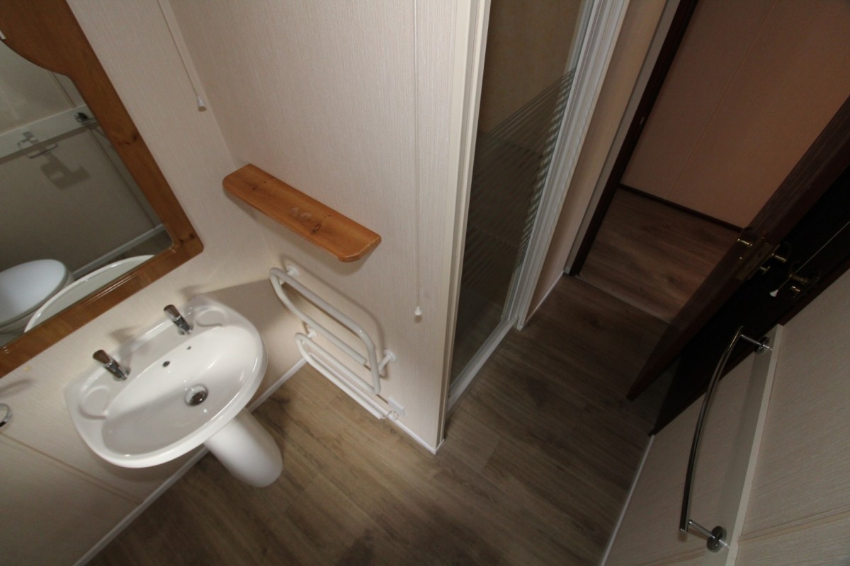 sink and shower in the shower room