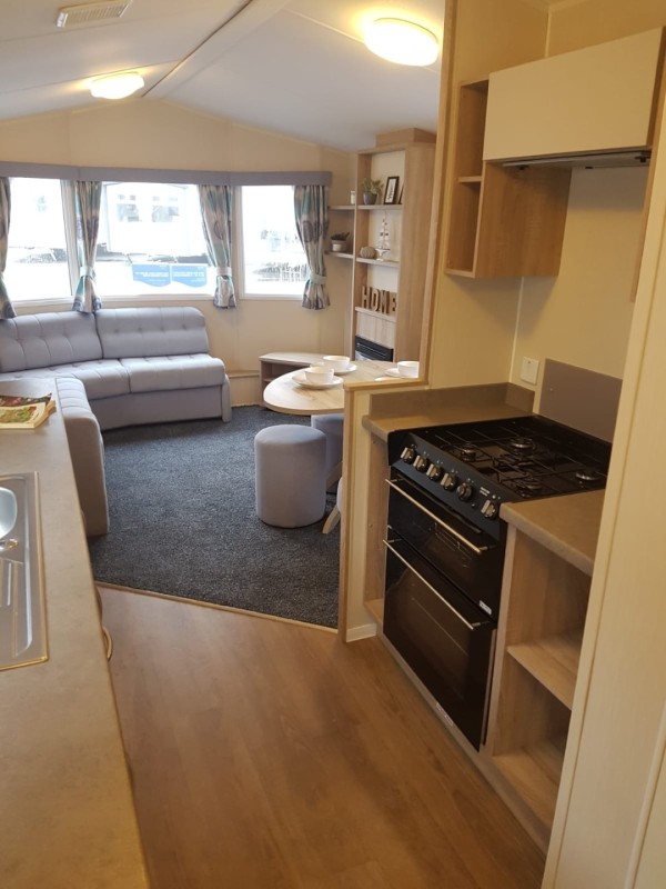 kitchen to lounge in the 2019 Willerby Rio Gold